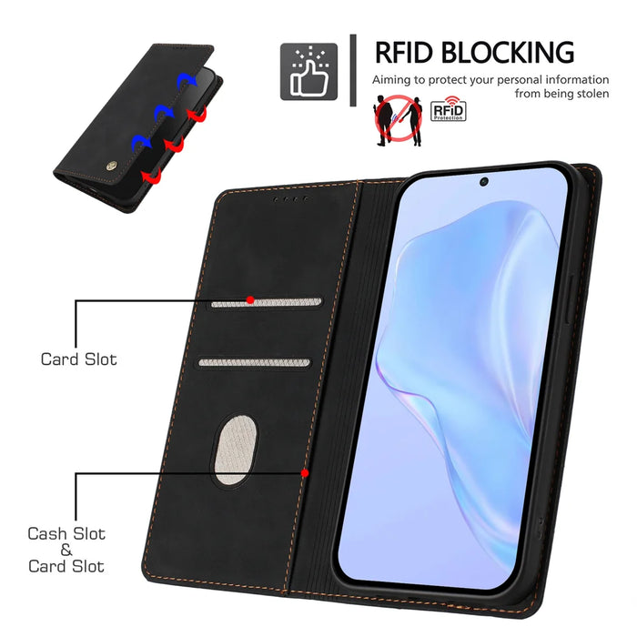 For Google Pixel 11 Pro / Pixel 11 Case HX RFID Blocking Wallet Stand Leather Flip Phone Cover - Black - 5