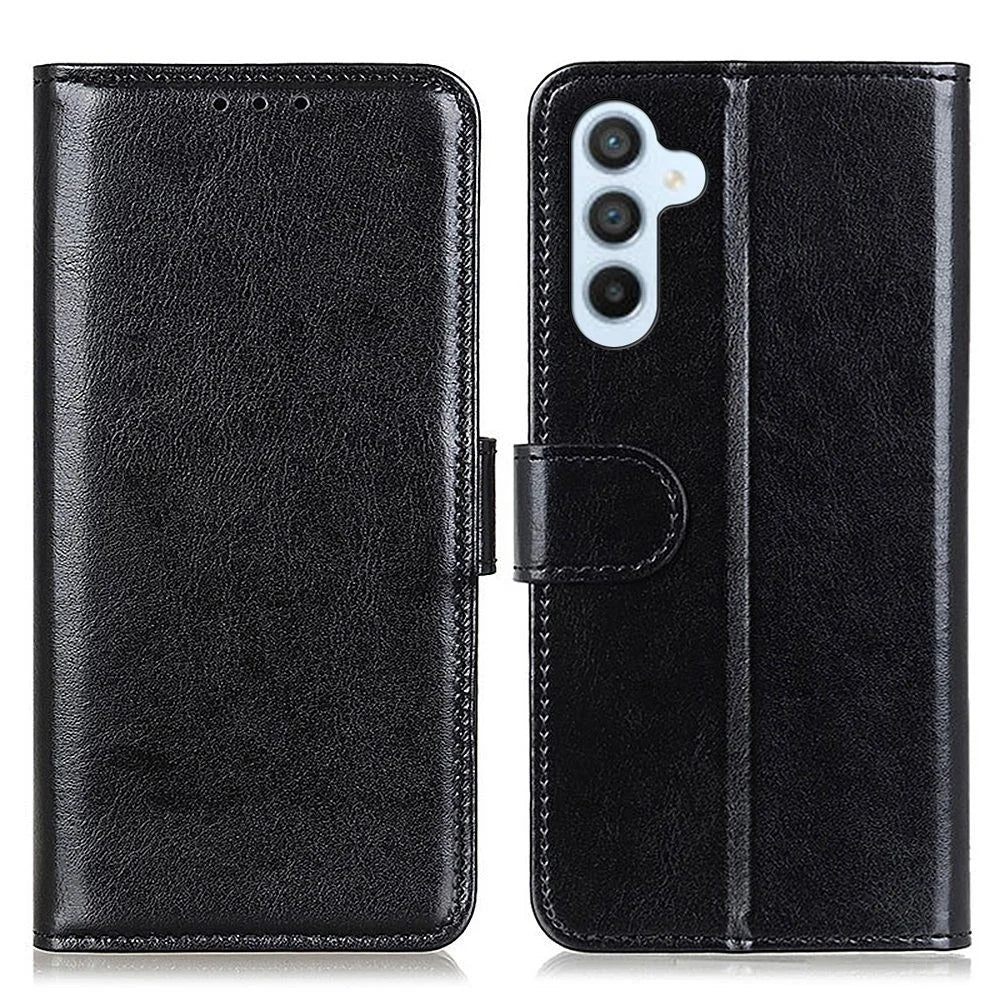 Bump Proof Phone Case for Samsung Galaxy A54 5G, Wallet Phone Case Magnetic Clasp Crazy Horse Texture PU Leather Flip Cover - Black - 1