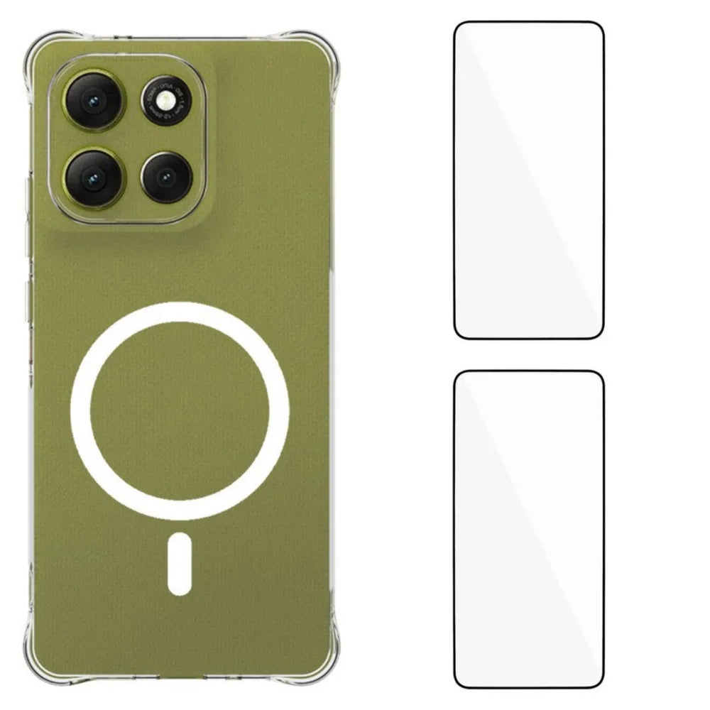 WANLONFENG for Motorola Moto G86 5G / Motorola Moto G86 Power 5G  WL1 Series 2.0mm Magnetic Case Clear TPU Phone Back Cover with 2Pcs Screen Films - Transparent - 1