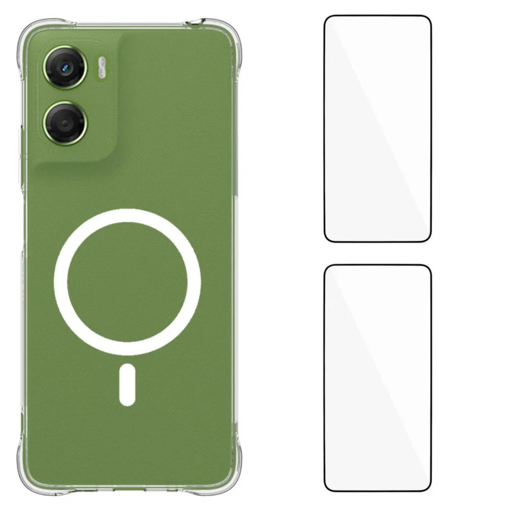 WANLONFENG for Motorola Moto G06 Power 4G / Motorola Moto G06 4G  WL1 Series 2.0mm Magnetic Case Clear TPU Phone Back Cover with 2Pcs Screen Films - Transparent - 1