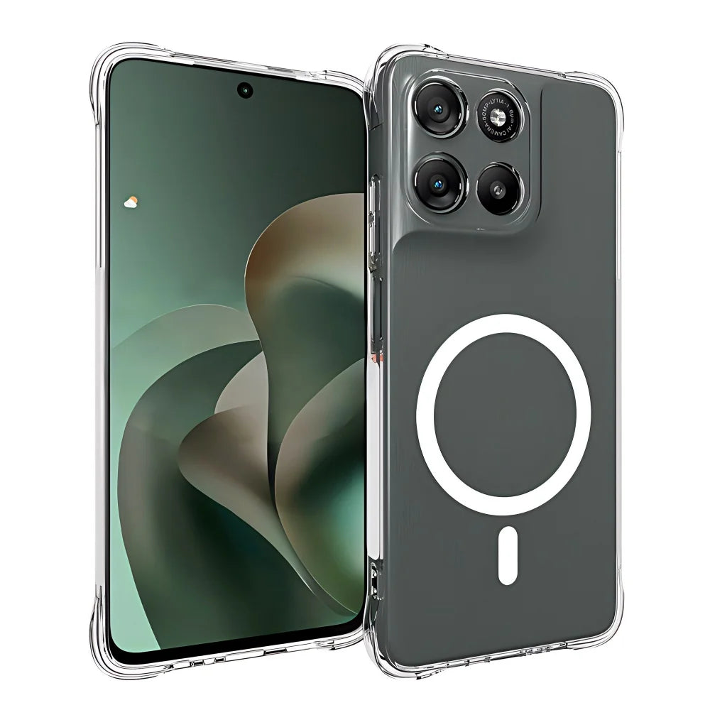 WANLONFENG for Motorola Moto G67 Power 5G  WL1 Series 2.0mm Magnetic Case Clear TPU Phone Back Cover with 2Pcs Screen Films - Transparent - 2
