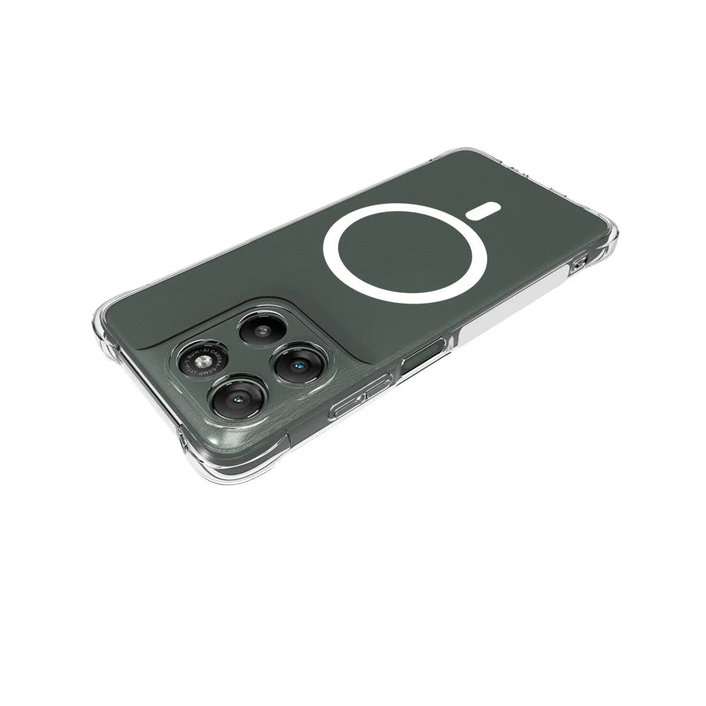 WANLONFENG for Motorola Moto G67 Power 5G  WL1 Series 2.0mm Magnetic Case Clear TPU Phone Back Cover with 2Pcs Screen Films - Transparent - 3