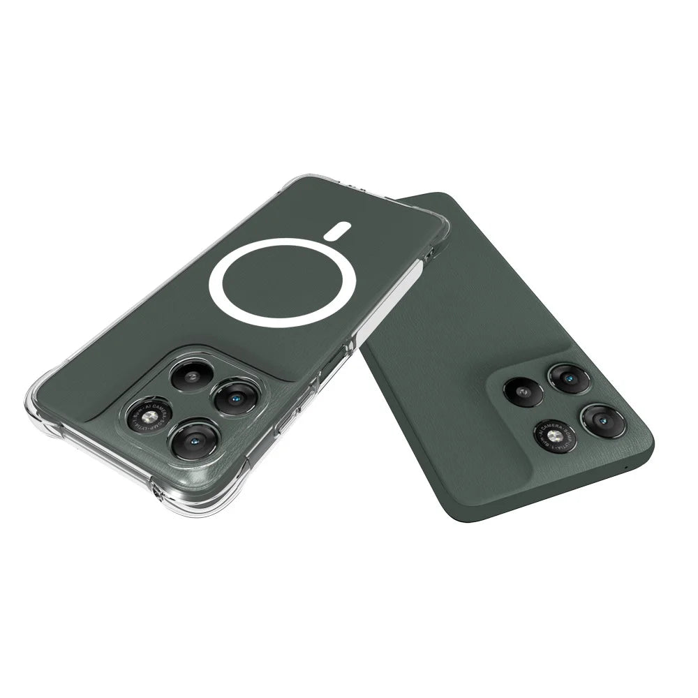 WANLONFENG for Motorola Moto G67 Power 5G  WL1 Series 2.0mm Magnetic Case Clear TPU Phone Back Cover with 2Pcs Screen Films - Transparent - 5