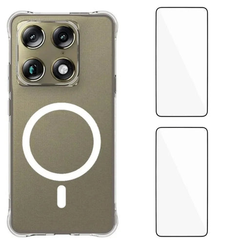 WANLONFENG for Motorola Signature 5G / Motorola Moto X70 Air Pro 5G  WL1 Series 2.0mm Magnetic Case Clear TPU Phone Back Cover with 2Pcs Screen Films - Transparent - 1