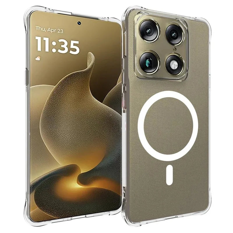 WANLONFENG for Motorola Signature 5G / Motorola Moto X70 Air Pro 5G  WL1 Series 2.0mm Magnetic Case Clear TPU Phone Back Cover with 2Pcs Screen Films - Transparent - 2