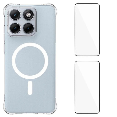 WANLONFENG for Motorola Edge 70 Fusion+ 5G / Motorola Edge 70 Fusion 5G  WL1 Series 2.0mm Magnetic Case Clear TPU Phone Back Cover with 2Pcs Screen Films - Transparent - 1
