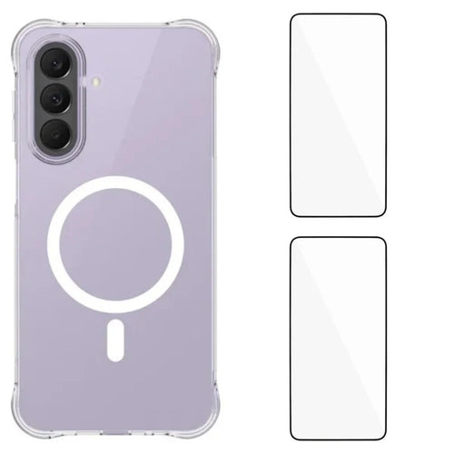 WANLONFENG for Samsung Galaxy A56 5G  WL1 Series 2.0mm Magnetic Case Clear TPU Phone Back Cover with 2Pcs Screen Films - Transparent - 1
