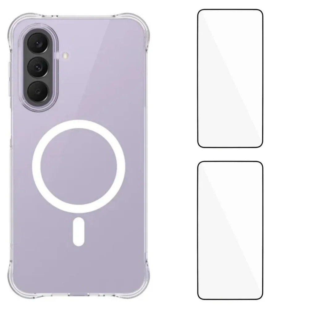 WANLONFENG for Samsung Galaxy A27 5G  WL1 Series 2.0mm Magnetic Case Clear TPU Phone Back Cover with 2Pcs Screen Films - Transparent - 1