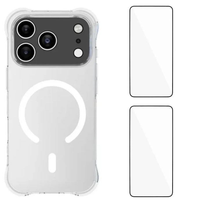 WANLONFENG for iPhone 17 Pro  WL1 Series 2.0mm Magnetic Case Clear TPU Phone Back Cover with 2Pcs Screen Films - Transparent - 1