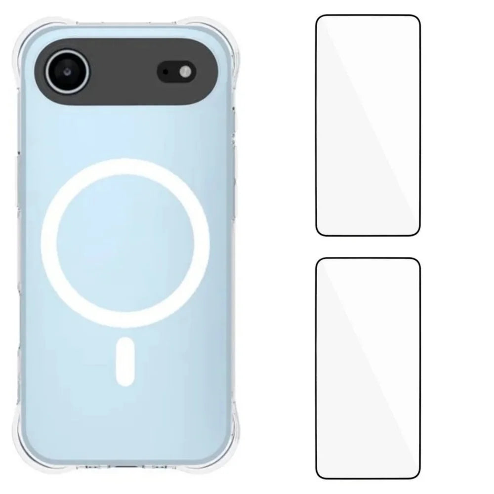 WANLONFENG for iPhone Air  WL1 Series 2.0mm Magnetic Case Clear TPU Phone Back Cover with 2Pcs Screen Films - Transparent - 1