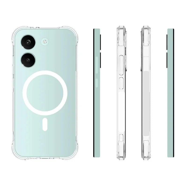 WANLONFENG for Xiaomi Poco X8 Pro 5G / Xiaomi Redmi Turbo 5 5G  WL1 Series 2.0mm Magnetic Case Clear TPU Phone Back Cover with 2Pcs Screen Films - Transparent - 6