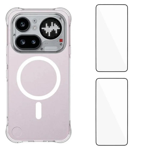 WANLONFENG for Nothing Phone (4a) Pro  WL1 Series 2.0mm Magnetic Case Clear TPU Phone Back Cover with 2Pcs Screen Films - Transparent - 1