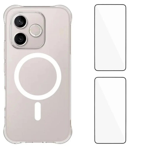 WANLONFENG for Honor 600 Lite 5G  WL1 Series 2.0mm Magnetic Case Clear TPU Phone Back Cover with 2Pcs Screen Films - Transparent - 1