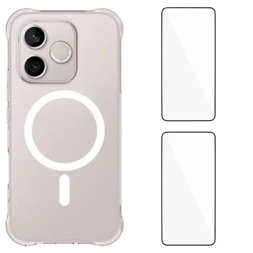 WANLONFENG for Honor 600 Lite 5G  WL1 Series 2.0mm Magnetic Case Clear TPU Phone Back Cover with 2Pcs Screen Films - Transparent - 1