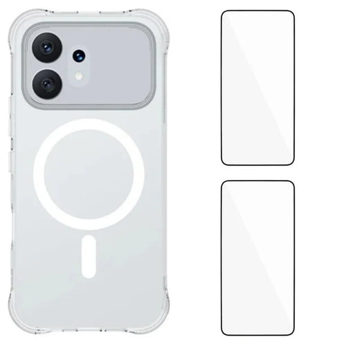 WANLONFENG for Honor 600 5G  WL1 Series 2.0mm Magnetic Case Clear TPU Phone Back Cover with 2Pcs Screen Films - Transparent - 1