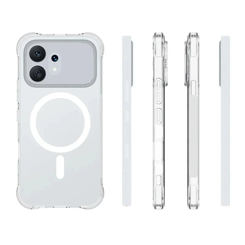 WANLONFENG for Honor 600 5G  WL1 Series 2.0mm Magnetic Case Clear TPU Phone Back Cover with 2Pcs Screen Films - Transparent - 6