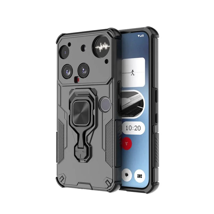 WANLONFENG for Nothing Phone (3) 5G Phone Case  PC TPU Back Cover Kickstand with Tempered Glass - Black - 2