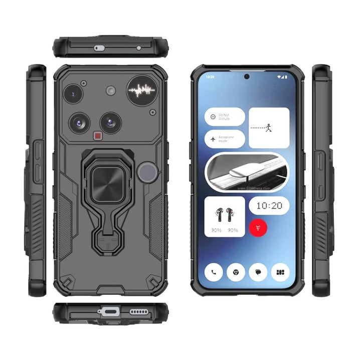 WANLONFENG for Nothing Phone (3) 5G Phone Case  PC TPU Back Cover Kickstand with Tempered Glass - Black - 4