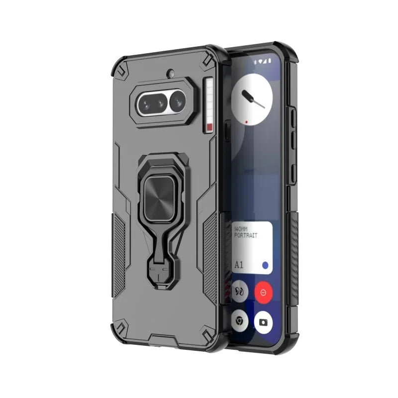 WANLONFENG for Nothing Phone (4a) Phone Case  PC TPU Back Cover Kickstand with Tempered Glass - Black - 2