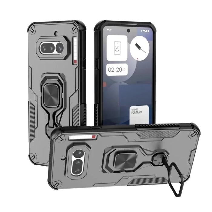 WANLONFENG for Nothing Phone (4a) Phone Case  PC TPU Back Cover Kickstand with Tempered Glass - Black - 4