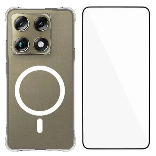 WANLONFENG for Motorola Signature 5G / Motorola Moto X70 Air Pro 5G  WL2 Series 2.0mm Magnetic Case Clear TPU Phone Back Cover with Screen Films - Transparent - 1