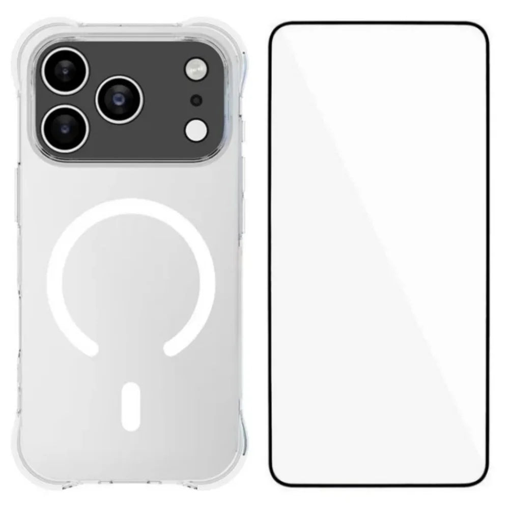 WANLONFENG for iPhone 17 Pro  WL2 Series 2.0mm Magnetic Case Clear TPU Phone Back Cover with Screen Films - Transparent - 1