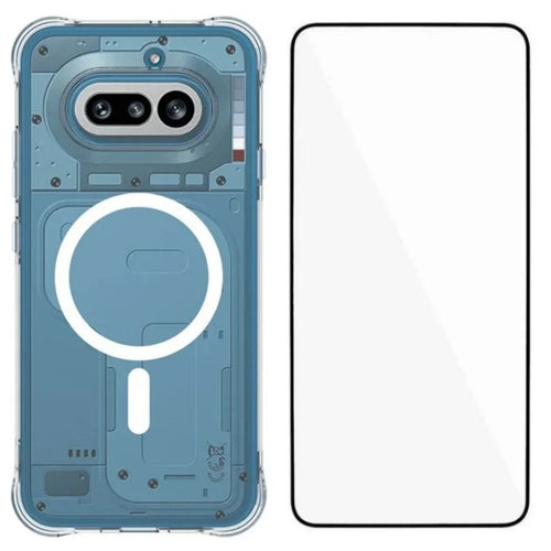 WANLONFENG for Nothing Phone (4a)  WL2 Series 2.0mm Magnetic Case Clear TPU Phone Back Cover with Screen Films - Transparent - 1