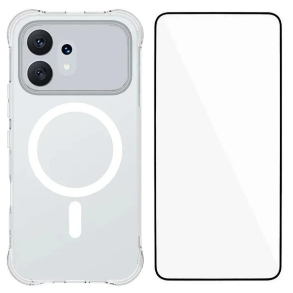 WANLONFENG for Honor 600 5G  WL2 Series 2.0mm Magnetic Case Clear TPU Phone Back Cover with Screen Films - Transparent - 1