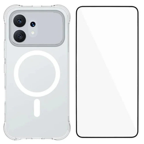 WANLONFENG for Honor 600 5G  WL2 Series 2.0mm Magnetic Case Clear TPU Phone Back Cover with Screen Films - Transparent - 1