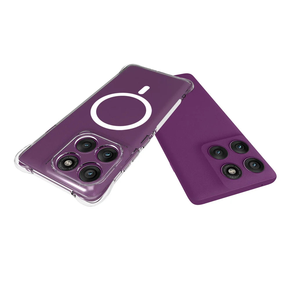 WANLONFENG for Motorola Edge 60 Pro 5G  WL2 Series 2.0mm Magnetic Case Clear TPU Phone Back Cover with Screen Films - Transparent - 5