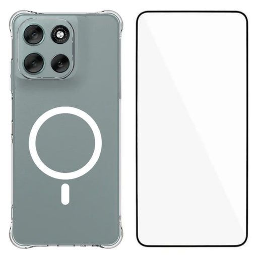 WANLONFENG for Motorola Moto G56 5G  WL2 Series 2.0mm Magnetic Case Clear TPU Phone Back Cover with Screen Films - Transparent - 1