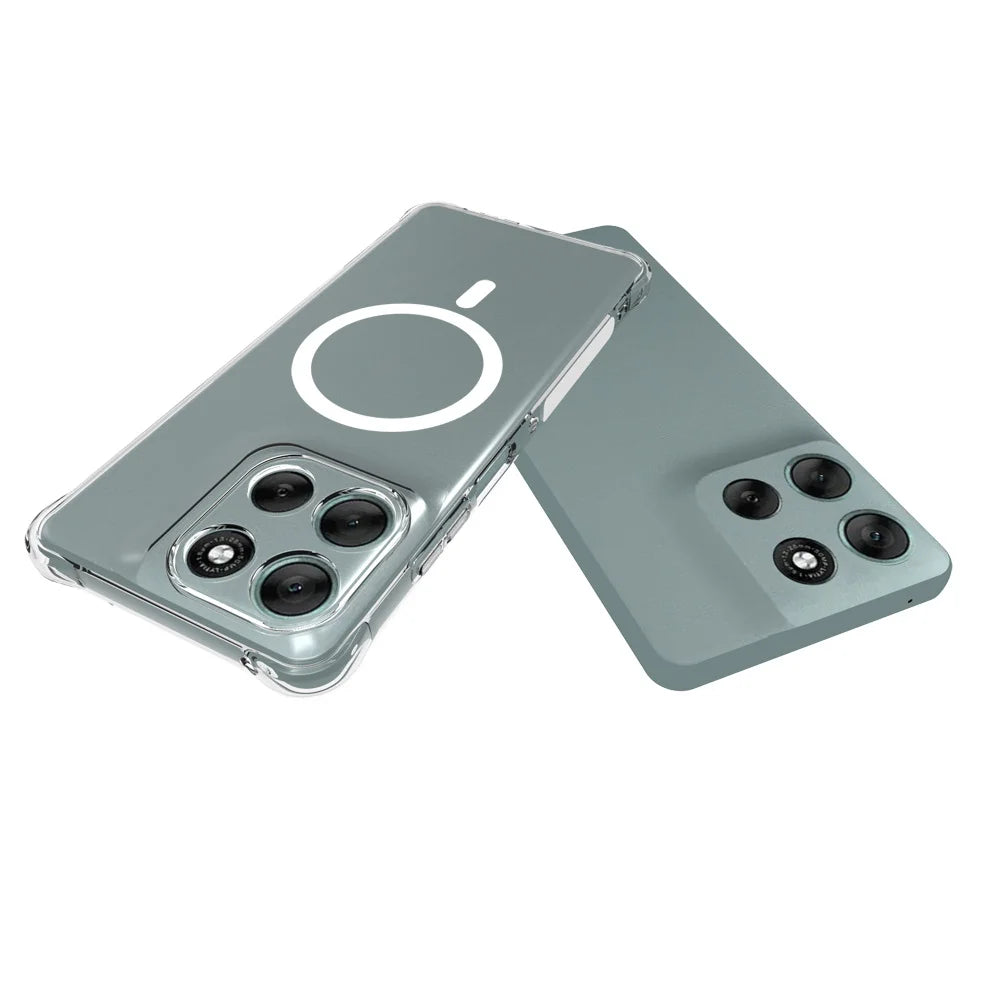 WANLONFENG for Motorola Moto G56 5G  WL2 Series 2.0mm Magnetic Case Clear TPU Phone Back Cover with Screen Films - Transparent - 5