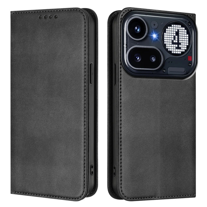 For Nothing Phone (4a) Pro Wallet Cases Retro Texture RFID Blocking Leather Phone Cover - Black - 1