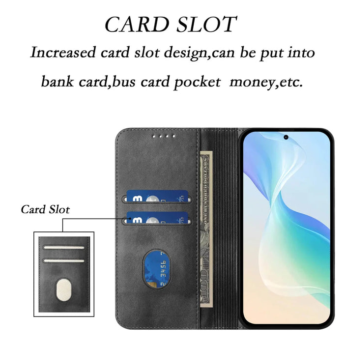 For Nothing Phone (4a) Pro Wallet Cases Retro Texture RFID Blocking Leather Phone Cover - Black - 6