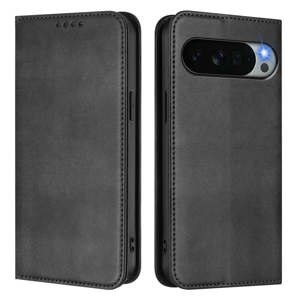 For Google Pixel 11 Pro XL Wallet Cases Retro Texture RFID Blocking Leather Phone Cover - Black - 1