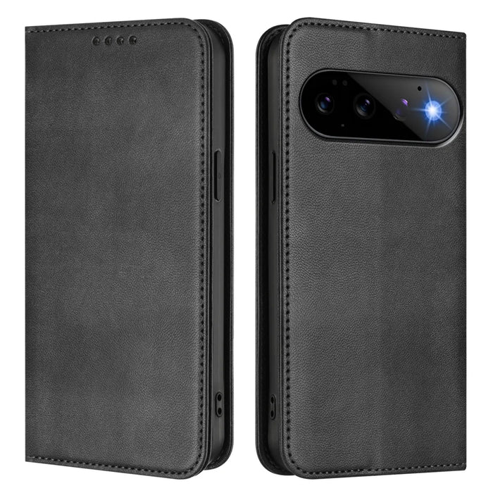 For Google Pixel 11 Pro / Pixel 11 Wallet Cases Retro Texture RFID Blocking Leather Phone Cover - Black - 1