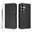 For Samsung Galaxy A27 5G Wallet Case RFID Blocking Calf Texture Leather Stand Phone Cover with Strap - Black - 1