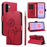 For Samsung Galaxy A27 5G Leather Wallet Case with Strap Dandelion Imprint Phone Stand Cover - Red - 2