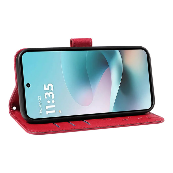 For Samsung Galaxy A27 5G Leather Wallet Case with Strap Dandelion Imprint Phone Stand Cover - Red - 7