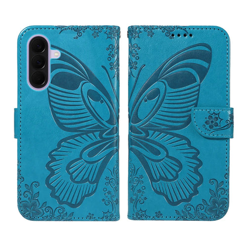 For Samsung Galaxy A27 5G Case Butterfly Pattern PU Leather Folio Flip Phone Cover -  Blue - 1