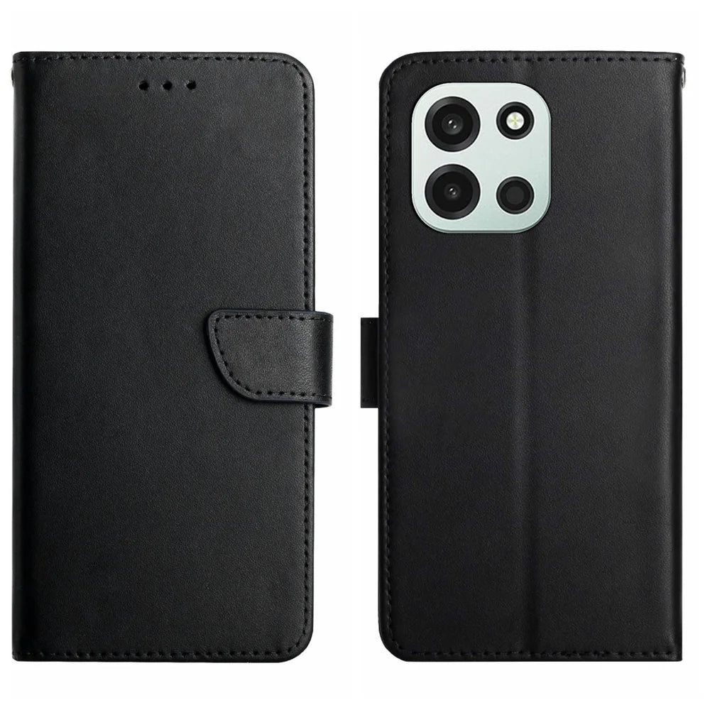 For OnePlus Nord 6 5G / Turbo 6V 5G / Turbo 6 5G  Case Genuine Cow Leather Phone Cover Nappa Texture - Black - 1