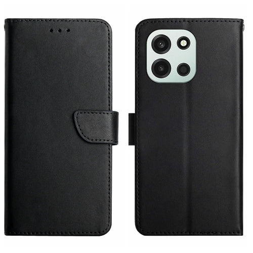 For OnePlus Nord 6 5G / Turbo 6V 5G / Turbo 6 5G  Case Genuine Cow Leather Phone Cover Nappa Texture - Black - 1