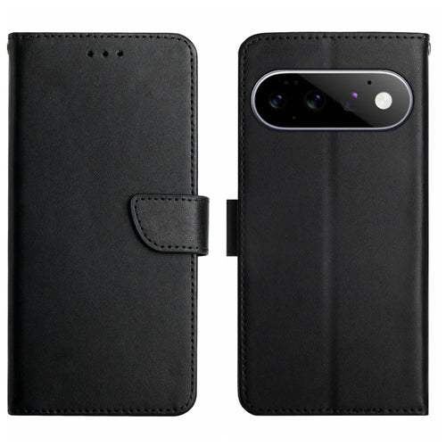 For Google Pixel 11 Pro XL Case Genuine Cow Leather Phone Cover Nappa Texture - Black - 1