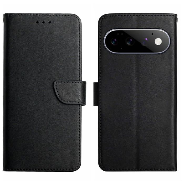 For Google Pixel 11 Pro / 11 Case Genuine Cow Leather Phone Cover Nappa Texture - Black - 1