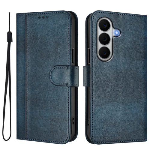 For Samsung Galaxy A27 5G Cases Wallet Stand Retro Texture Leather Phone Cover with Lanyard - Blue - 1
