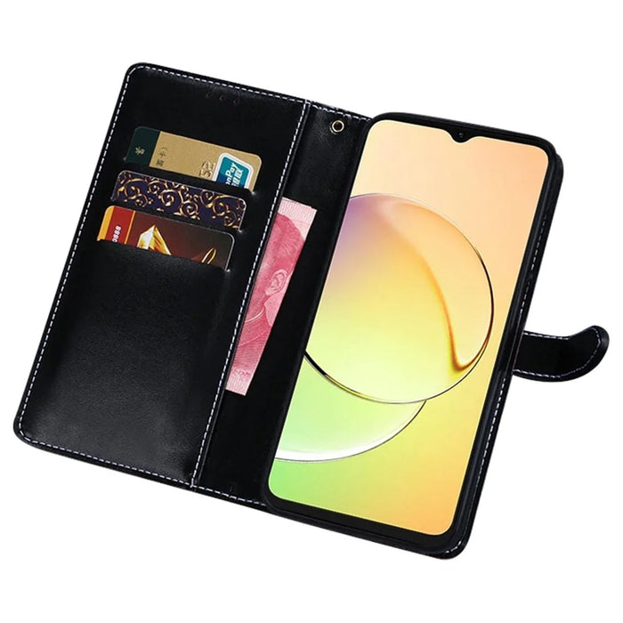 IDEWEI Magnetic Protective Cover for Realme 10 5G / 9i 5G, Drop-proof Crocodile Texture PU Leather Wallet Folio Flip Phone Case with Stand Function - Black - 2