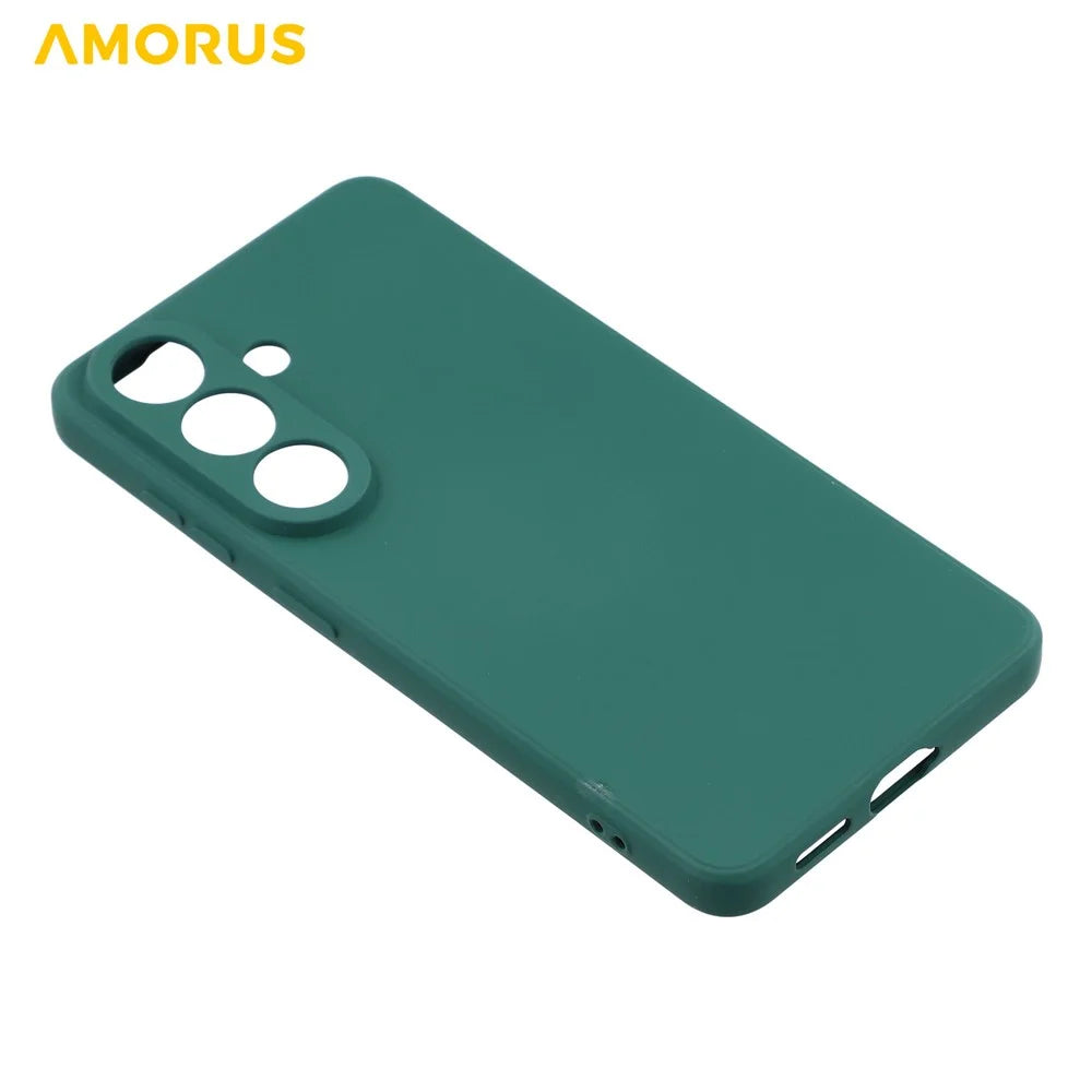 AMORUS For Samsung Galaxy S26+ Case Precise Cutouts TPU Fiber Lining Shockproof Phone Cover - Army Green - 4