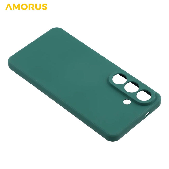 AMORUS For Samsung Galaxy S26+ Case Precise Cutouts TPU Fiber Lining Shockproof Phone Cover - Army Green - 5