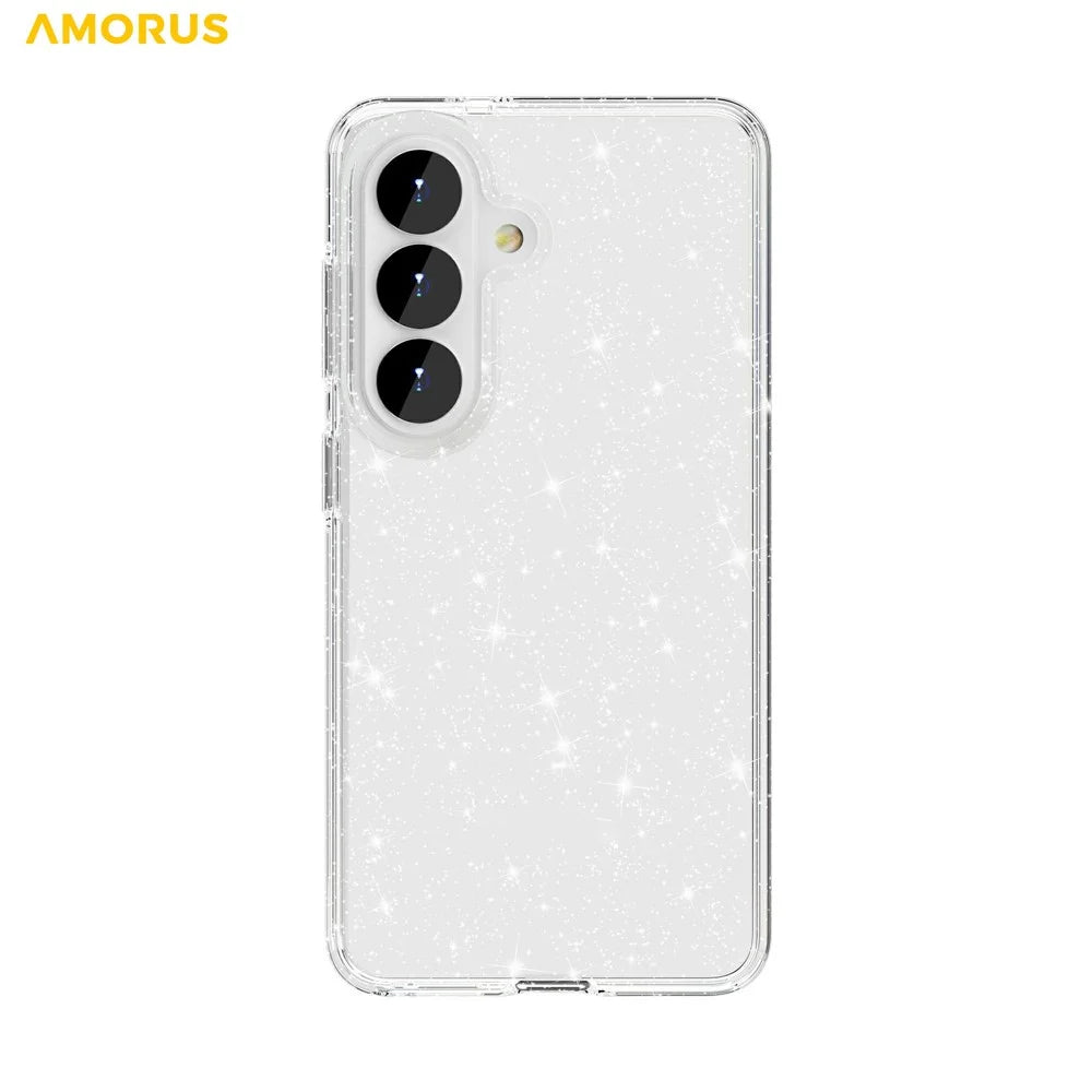 AMORUS For Samsung Galaxy S26+ Case Soft TPU Hard PC Back Shockproof Phone Cover - Glitter White - 2
