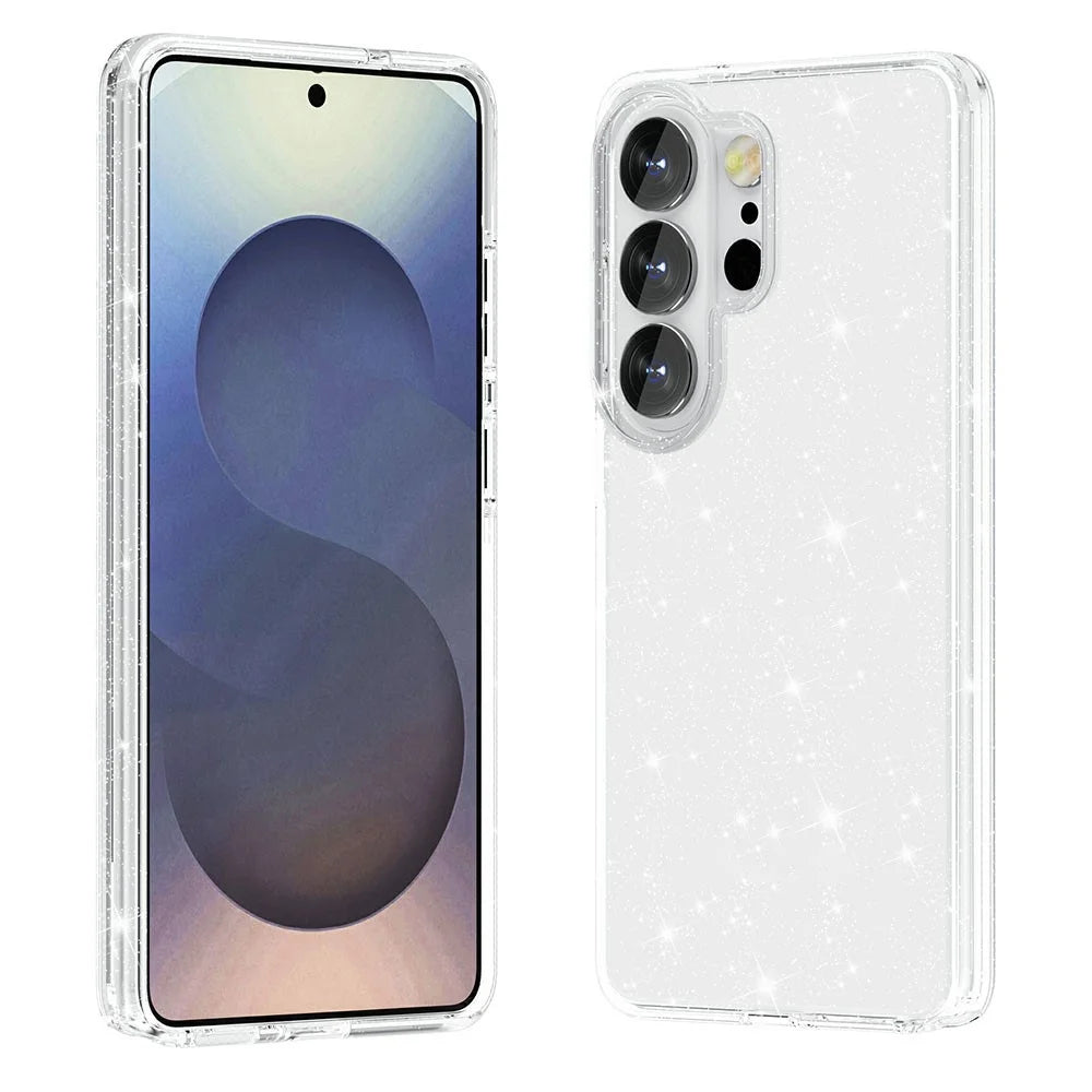 AMORUS For Samsung Galaxy S26 Ultra Case Soft TPU Hard PC Back Shockproof Phone Cover - Glitter White - 1
